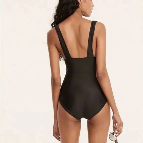 New J.Crew Ruched V-neck one-piece swimsuit Size Medium - Picture 3 of 4